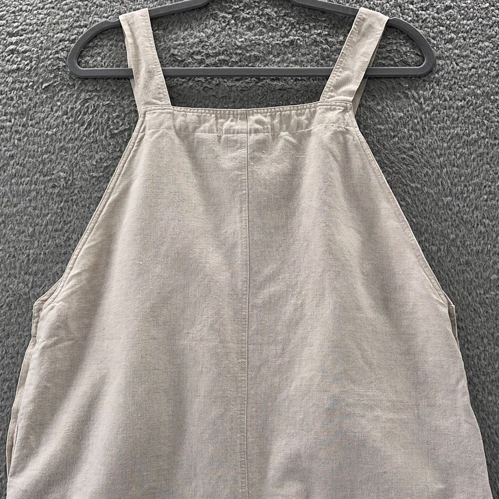 Vintage 90s Linen Blend Pinafore Jumper Maxi Dress Sleeveless Overall Indie - Picture 9 of 14